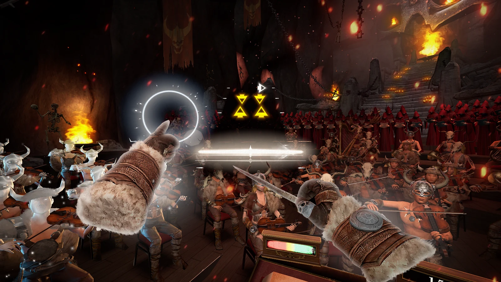 Atmosfera dark ed epica durante la direzione del brano Ashes on the Fire da Attack on Titan in Maestro su Nintendo Switch