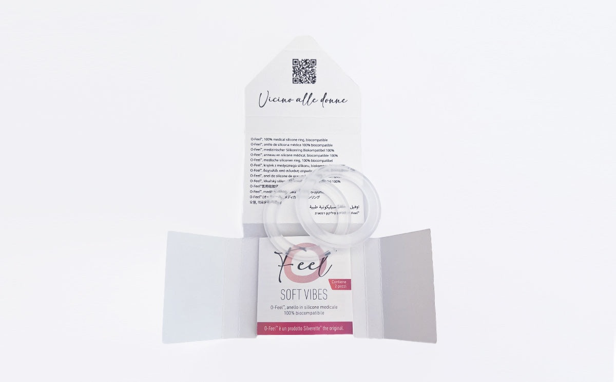 Confezione ufficiale italiana degli anelli O-Feel in silicone medicale per coppette Silverette