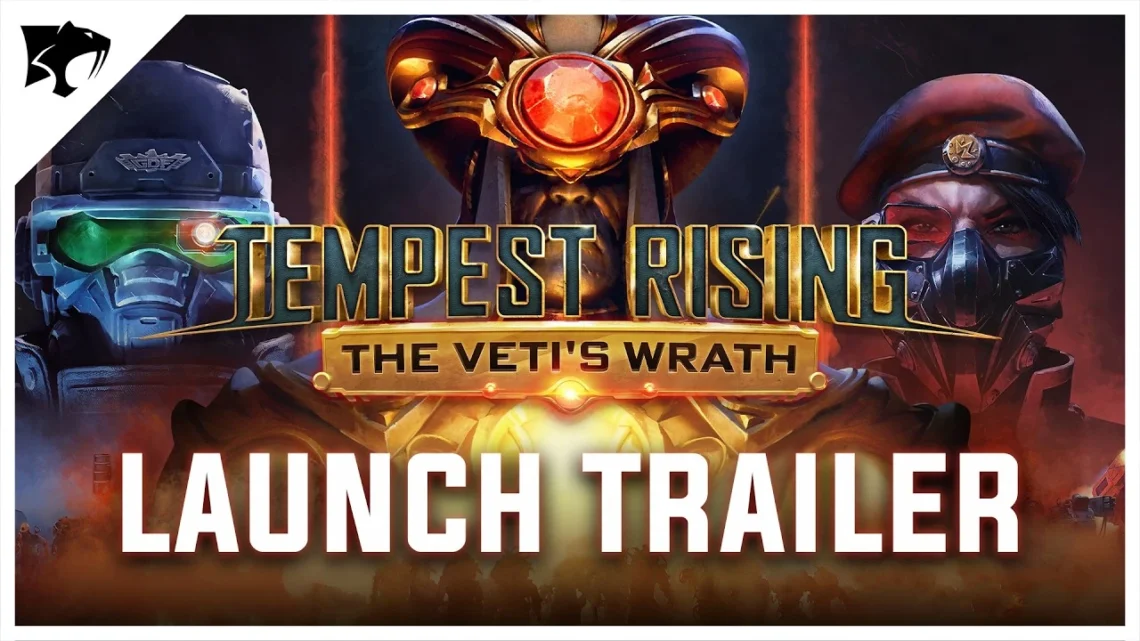 Artwork ufficiale di lancio di Tempest Rising: The Veti’s Wrath con la fazione aliena Veti e le armate umane