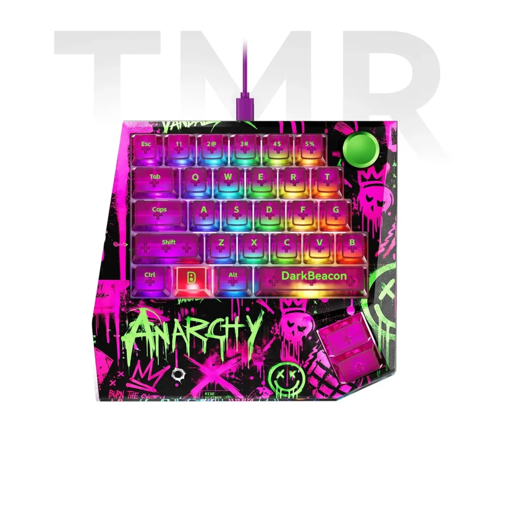 DarkBeacon Devil Breaker Anarchy tastierino gaming compatto a una mano con switch magnetici TMR e grafica cyberpunk