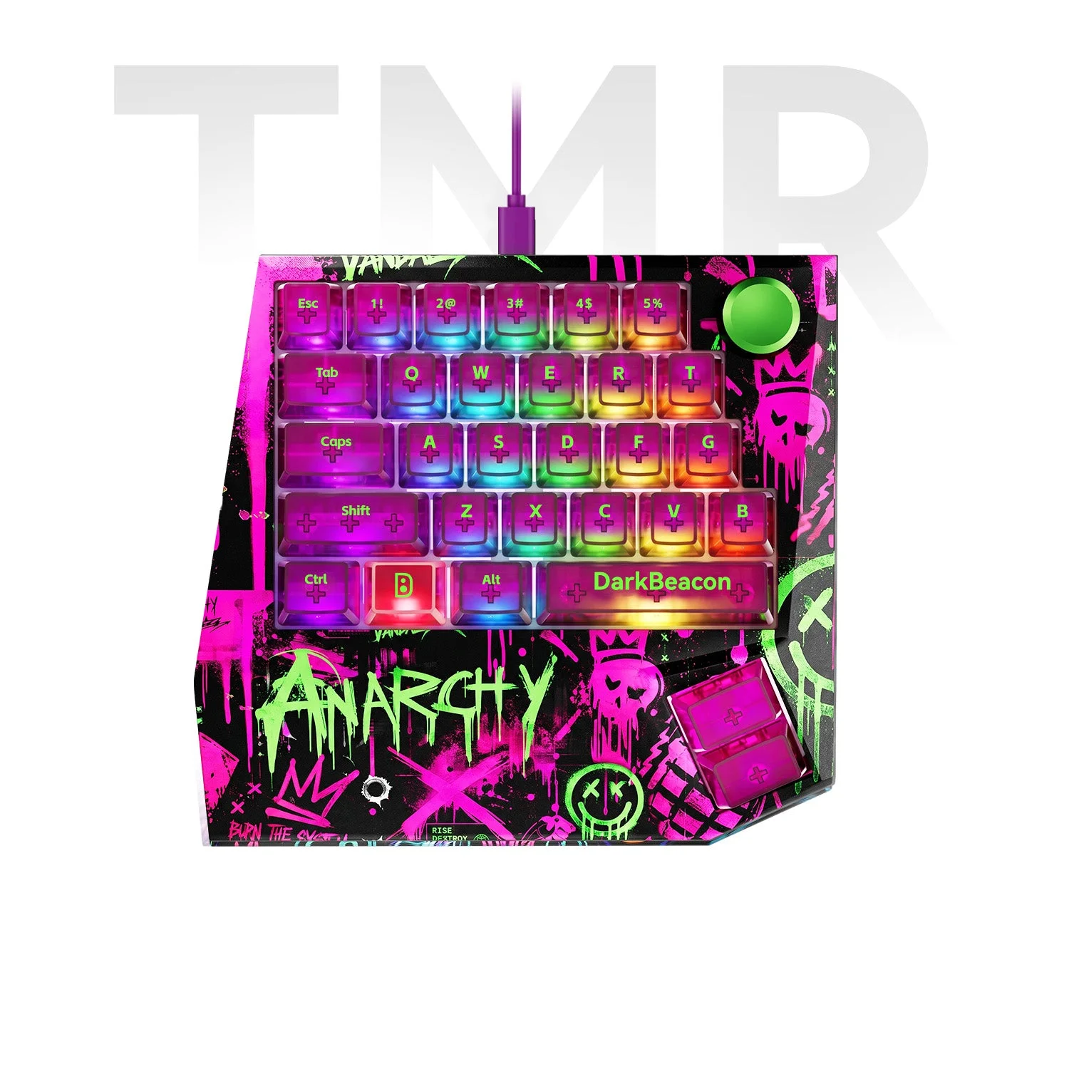 DarkBeacon Devil Breaker Anarchy tastierino gaming compatto a una mano con switch magnetici TMR e grafica cyberpunk