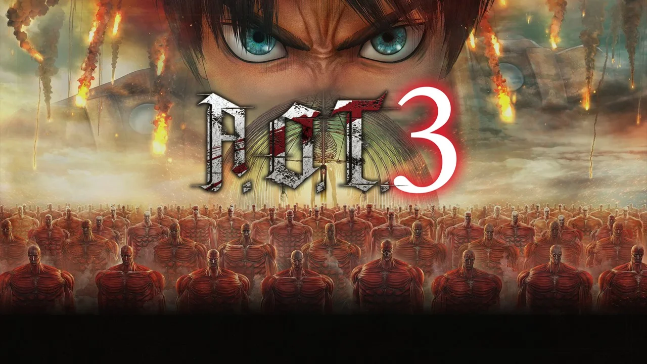 Key visual ufficiale di A.O.T. 3 con Eren Jaeger e i giganti per Nintendo Switch 2
