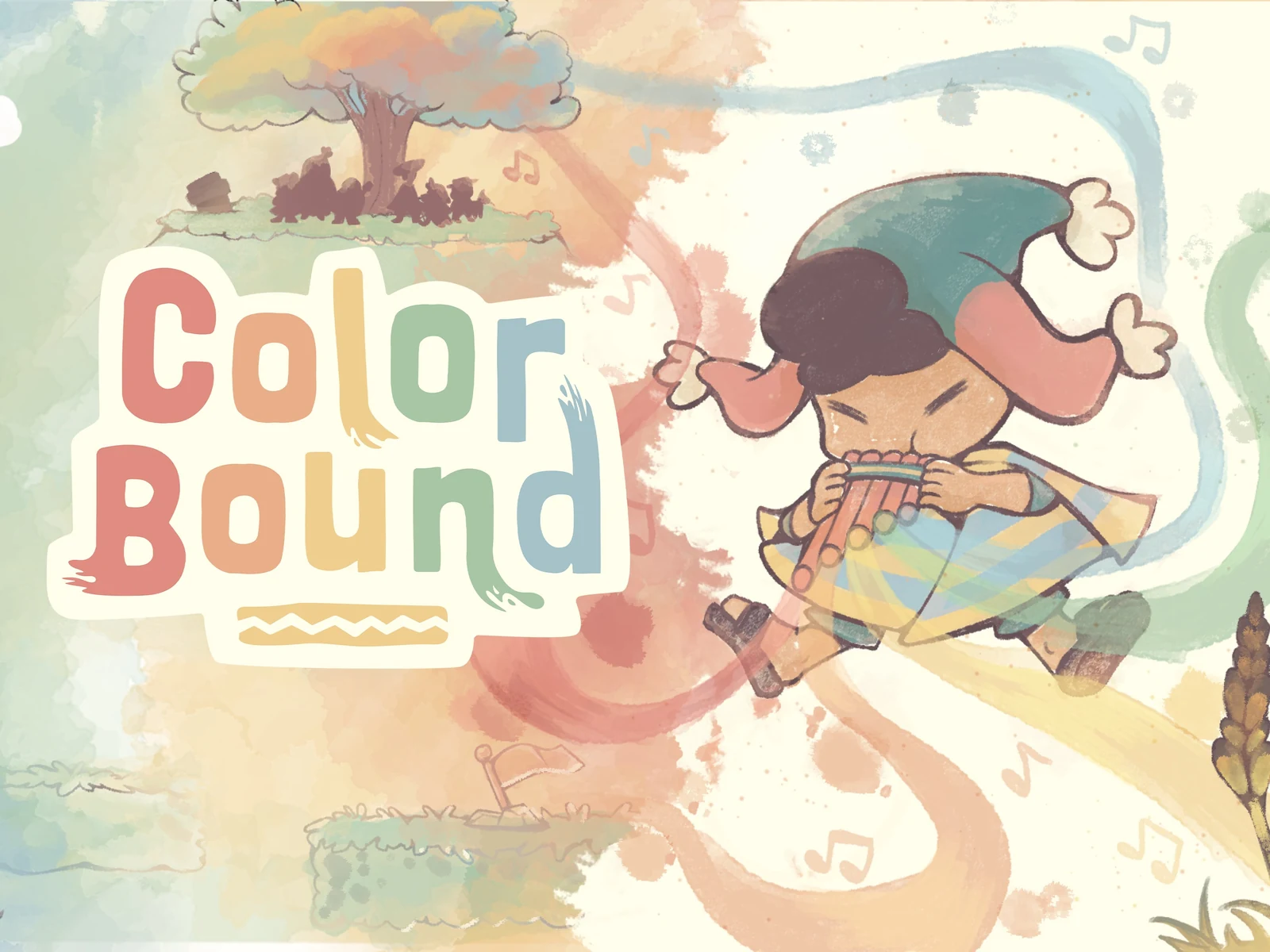 Keyart ufficiale di Colorbound per PlayStation 5 con il protagonista Anku sulle vette andine