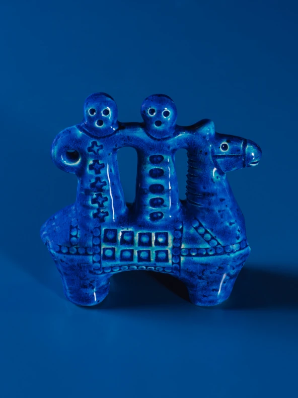 Miniatura cavallerizzo collezione Rimini Blu di Aldo Londi Bitossi Ceramiche