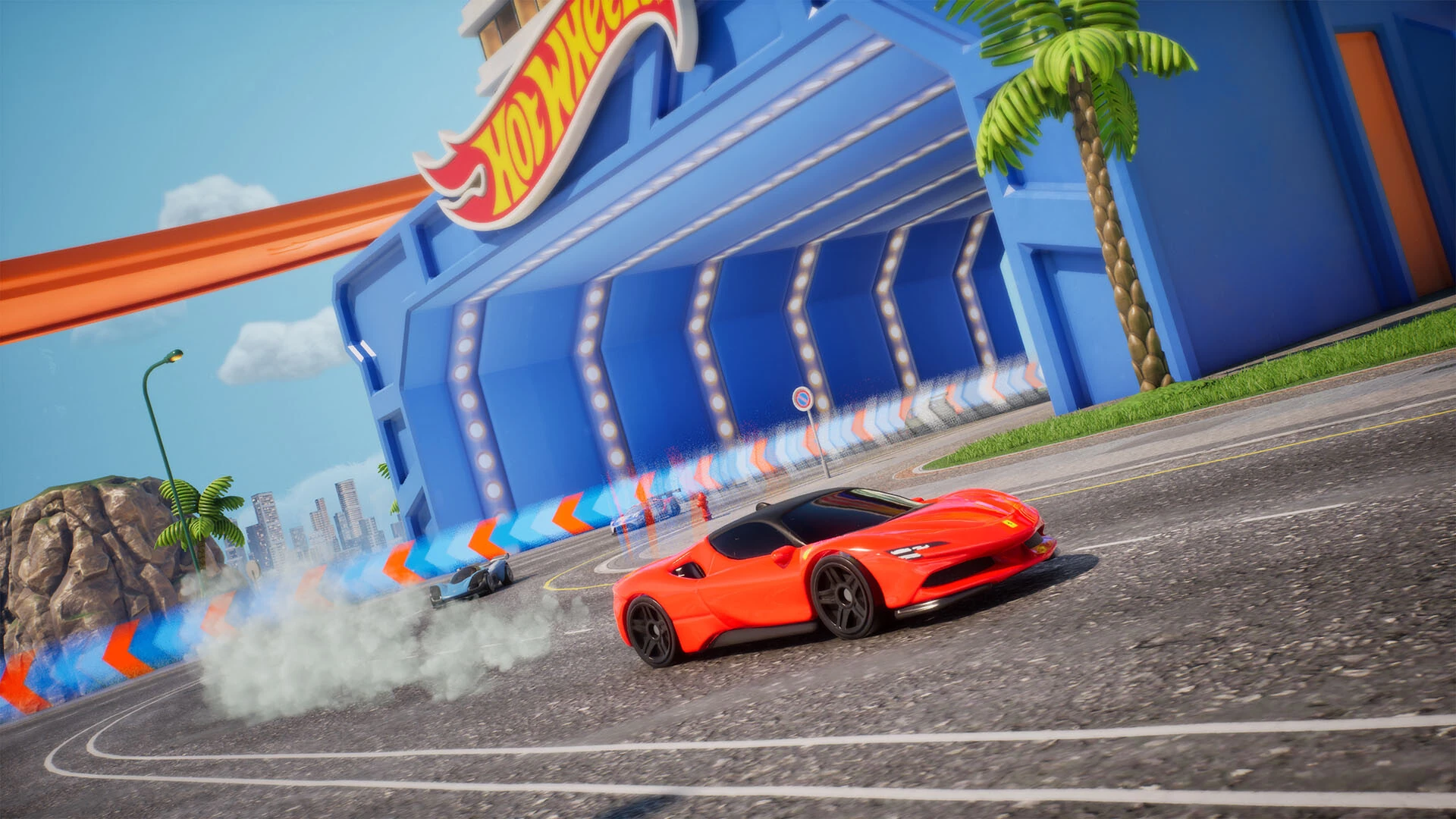 Tornanti e templi panoramici nell'isola di Drifty Temples in HOT WHEELS Infinite Rush