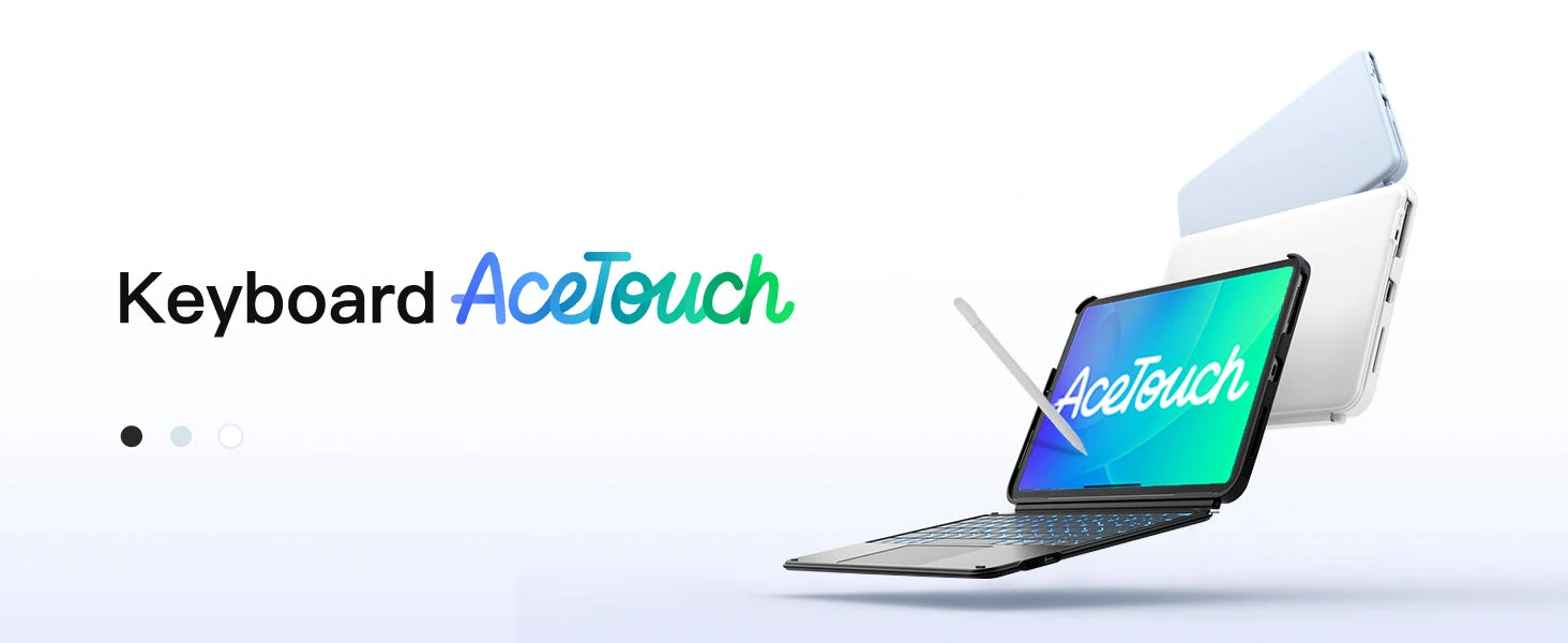 Confronto cromatico tra Inateck AceTouch finitura White satinata e finitura Gray grigio spazio con iPad e Apple Pencil