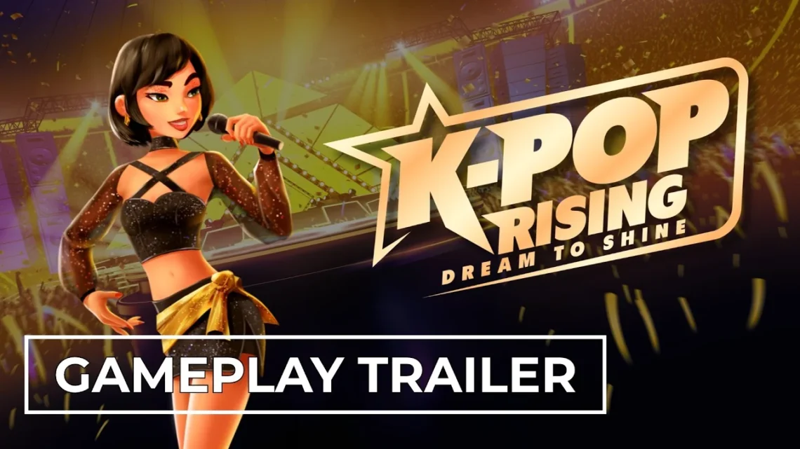 Cover promozionale del trailer di gameplay di K-POP Rising - Dream to Shine con le idol sul palco