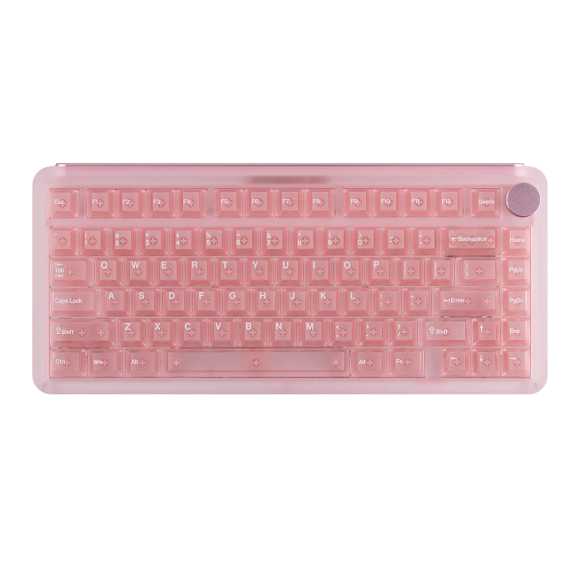 Tastiera meccanica KiiBOOM Phantom81 V4 Clear con scocca in acrilico satinato frosted, keycaps trasparenti e manopola in metallo