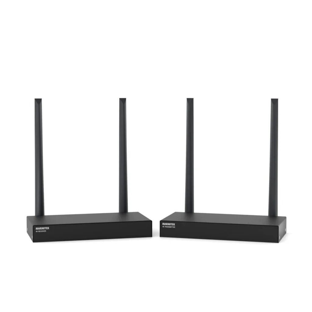 Coppia di trasmettitore e ricevitore Marmitek TV Anywhere Wireless 4K con antenne orientabili e chassis nero