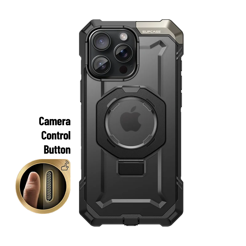 Cover SUPCASE UB Grip per iPhone con anello magnetico MagSafe richiudibile, tasto fotocamera in rame e finitura frosted