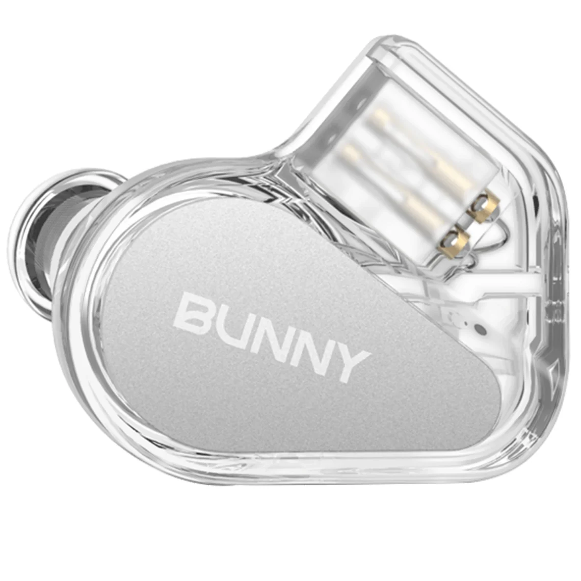 Coppia di in-ear monitor Tanchjim Bunny con cavo argentato intrecciato e copritasto in alluminio satinato