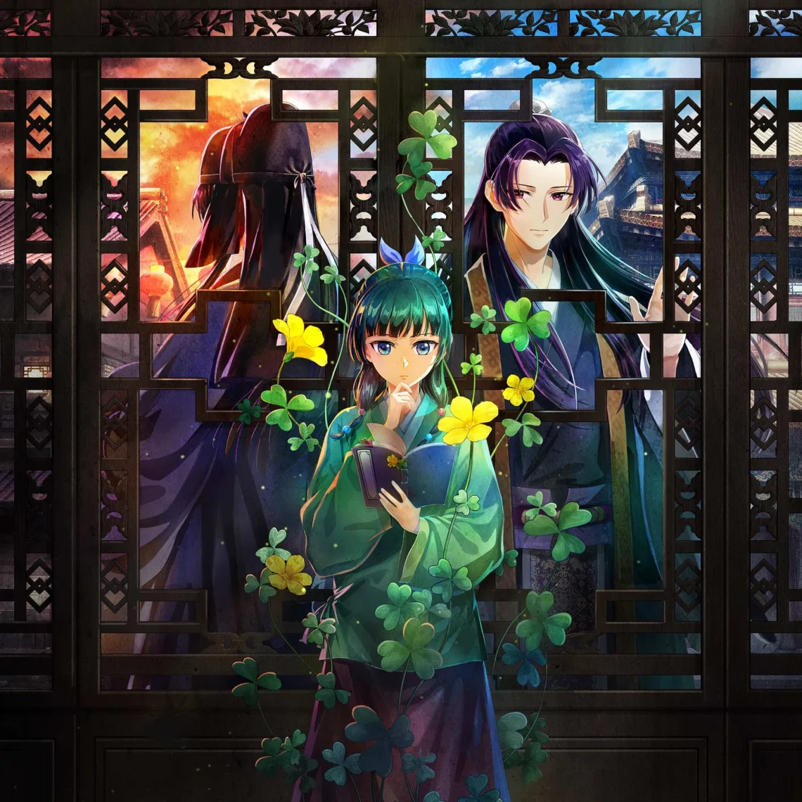 Key visual ufficiale del videogioco The Apothecary Diaries: The False Imperial Brother con Maomao e Jinshi