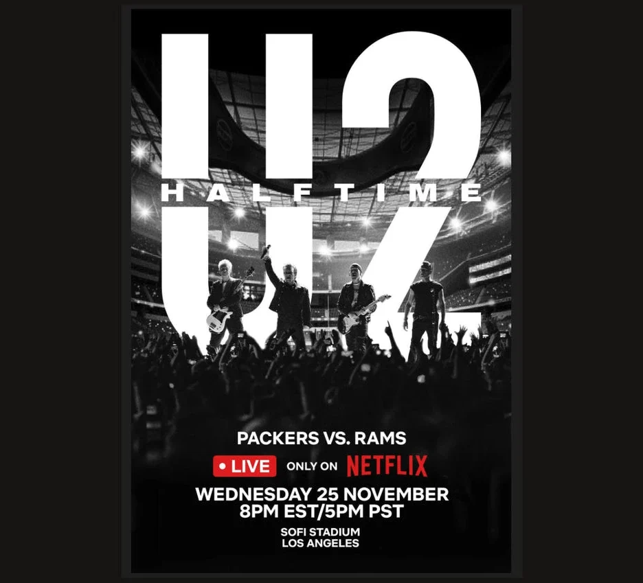 U2 annunciati come headliner dell'halftime show NFL Thanksgiving Eve live su Netflix dal SoFi Stadium
